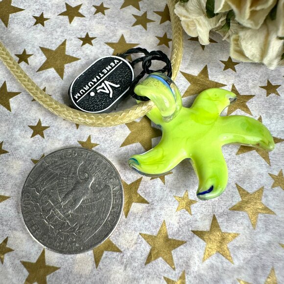 NWT Italian Murano Glass Starfish Pendant Slider on a Cord Necklace - Picture 6 of 7